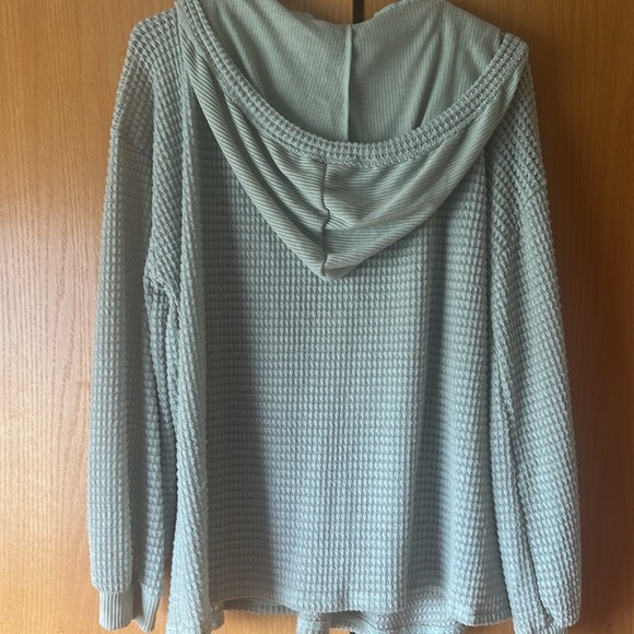 BIBI  Waffle Knit Hoodie in Light Green - Picture 2 of 2